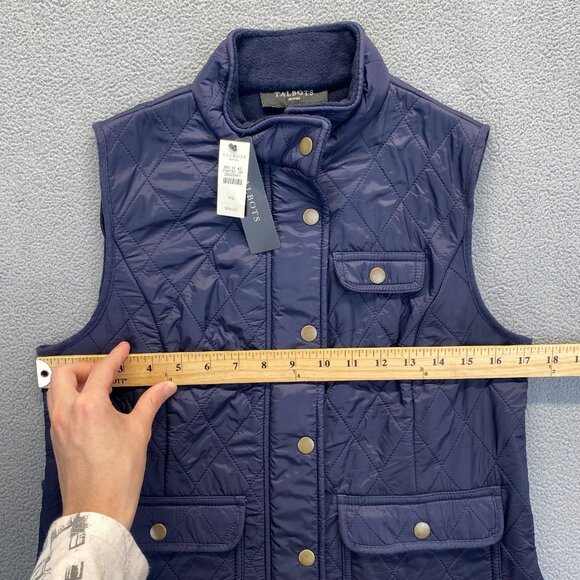 Talbots Snap Front Quilted Sweater Vest Womens S/P Fleece Lined Outdoorsy Hiking - Picture 5 of 8